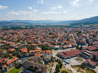 Aerial view of famous ski resort of Bansko, Bulgaria