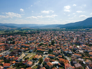 Aerial view of famous ski resort of Bansko, Bulgaria