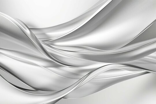 Abstract background featuring smooth white waves intertwined with sleek silver curves Creating a dynamic and elegant design © Lucija