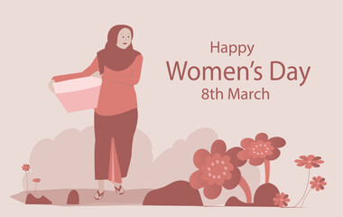  International Women's day March 8th card. Women's Day Vector Illustration. Women's Day card March 8th. Working Woman Vector