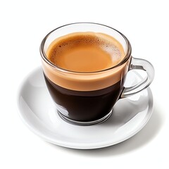 Naklejka premium a closeup of classic fresh espresso, studio light , isolated on white background