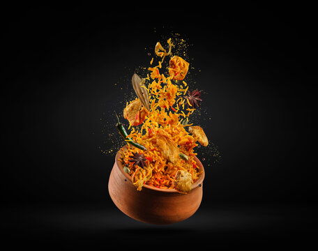 indian chicken biryani, Spicy chicken biryani food photography