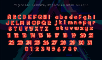 Neon Red Alphabet Letters
