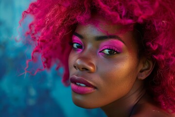 Beauty portrait of an african american woman with vibrant afro hairstyle Emphasizing natural beauty and confident style.