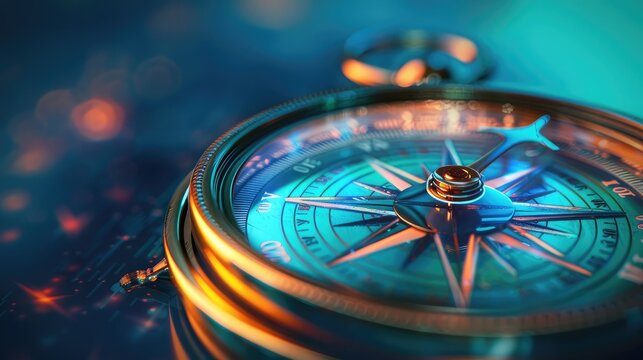 Business navigate recovery, Abstract, The compass navigate for businessmen to resume business growth in the economic crisis, Rethink, Reinvent and Recover