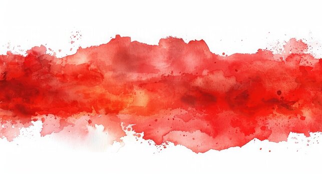 Horizontal strip of watercolors. Red multi-layer smears