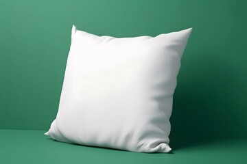 white pillow mock up on green background