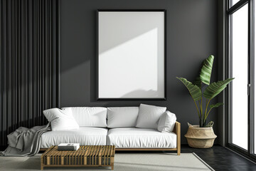 Modern Living Room With White Couch and Plant