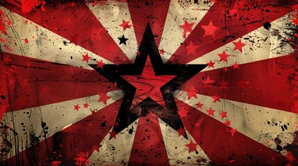 Red star burst design on a retro background