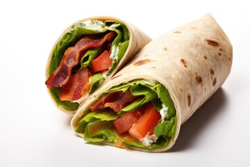 Brisk BLT Wrap , white background, fast food.