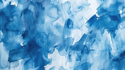Watercolor. Blue abstract painted ink strokes set on watercolor paper. Ink strokes. Flat kind brush stroke.