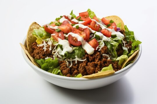 Turbo Taco Salad , white background, fast food.