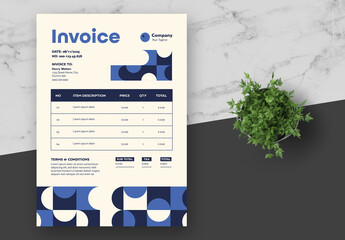 Cream and Blue Geometric Invoice