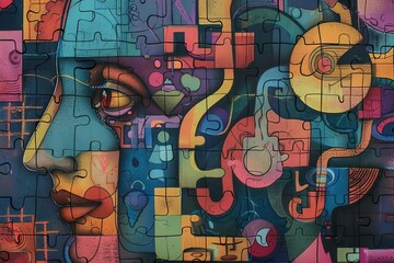Conceptual illustration of a mind puzzle Depicting cognitive challenges Therapy breakthroughs And the complexity of human psychology.