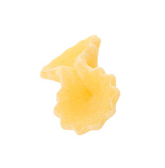Fototapeta premium One piece of raw farfalline pasta isolated on white