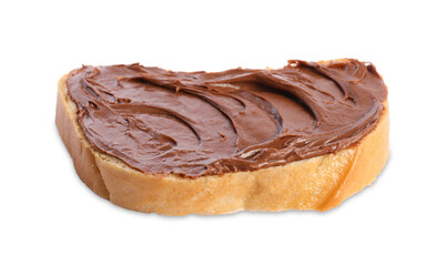 Toast with tasty nut butter isolated on white