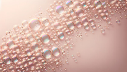 Transparent 3D Soap Bubbles Floating - Abstract Spherical Background Texture. AI Generative. 