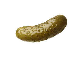 One tasty pickled cucumber isolated on white