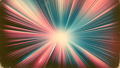 Dynamic Light Burst with Vibrant Blue and Red Stripes on Abstract Background. Retro Rainbow Art. AI Generative. 