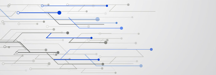 Abstract illustration with a pattern of dots connected by lines, gray and blue on a white background