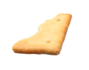 Piece of tasty cracker isolated on white