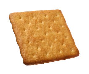 Tasty dry square cracker isolated on white