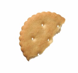 Piece of tasty cracker isolated on white