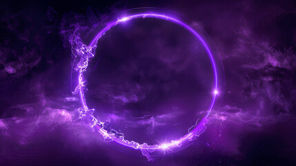 A circle light frame with smoke for background and video cover