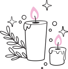 Candles With Branches Doodle