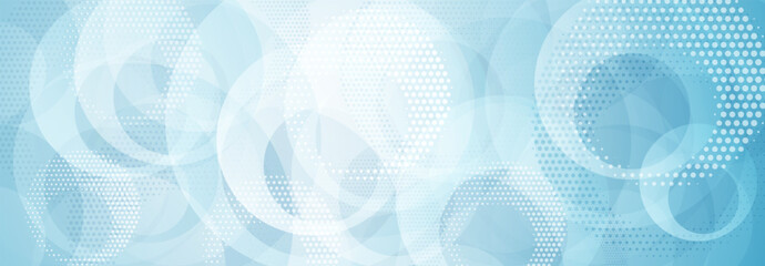 Abstract background of translucent round shapes and dots in light blue colors