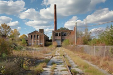 Abandoned industrial complex background . 