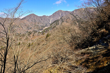 丹沢の鍋割山より望む丹沢主脈の山並
