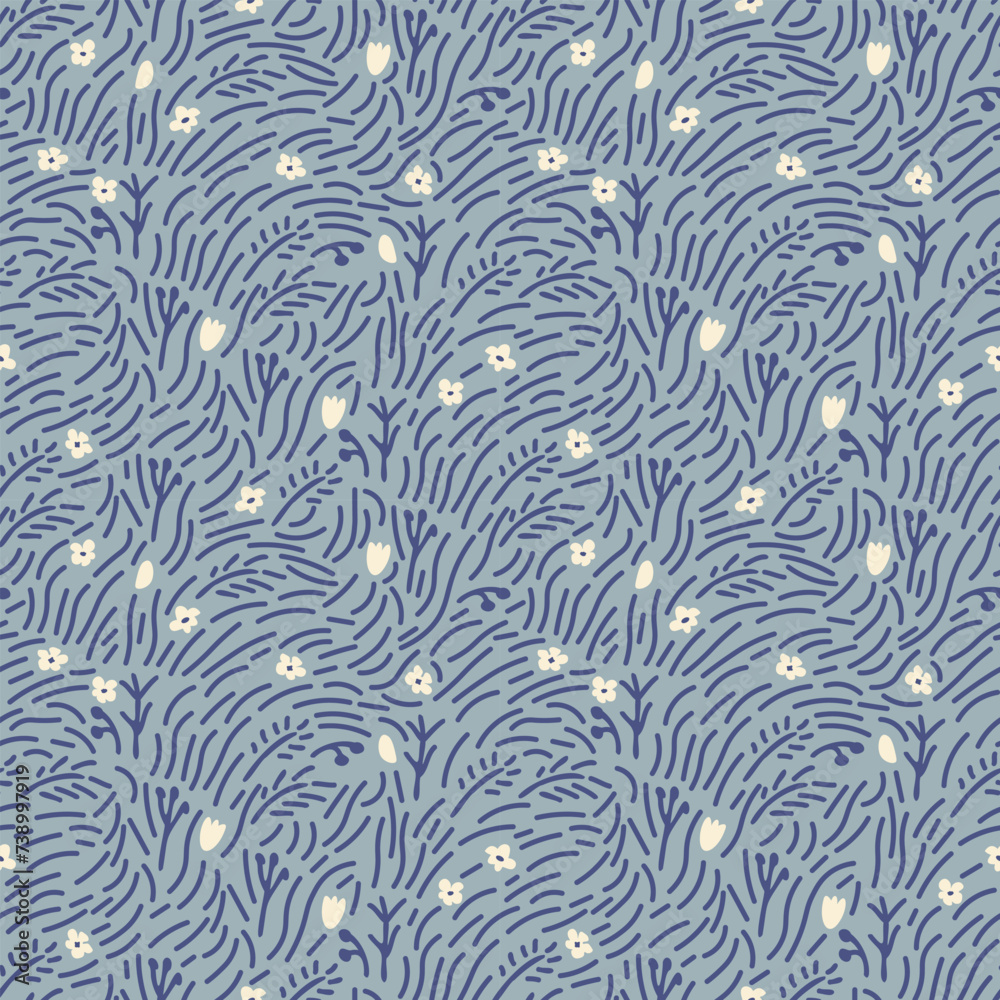 Sticker Seamless ditsy floral pattern