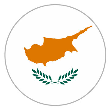 cyprus flag in circle shape isolated on white