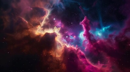 Fototapeta na wymiar Stellar Wonders Unveiled: Radiant Nebulae, Sparkling Star Clusters, and the Enigmatic Beauty of the Cosmos