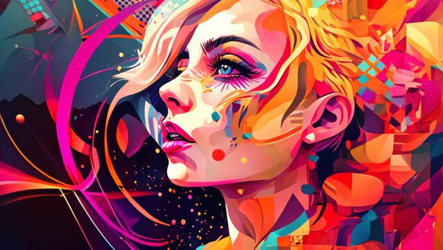 Beautiful art abstract character woman retro y2k style illustration.