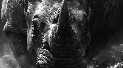 Wandcirkels tuinposter rhinoceros in black and white © Matt
