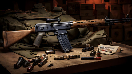 Detailed Overview of a Semi-Automatic FN FAL Rifle with its Components