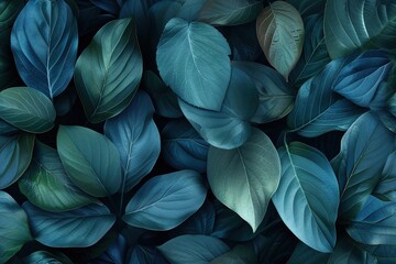Blue and Green Leaves Pattern Background Wallpaper