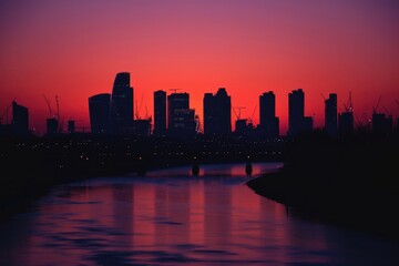 Obraz premium City skyline at sunset 