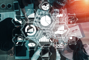 Data Analysis for Business and Finance Concept. interface showing future computer technology of profit analytic, online marketing research and information report for digital business strategy. uds