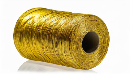 coiled, gold thread, string, bundled, circular, product, long, large quantity, white background