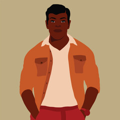 Fototapeta premium Handsome black man in elegant art style vector