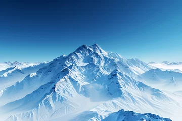 Gardinen Winter Wonderland - Snowy Peaks Under Blue Sky Stock Image © Thomas