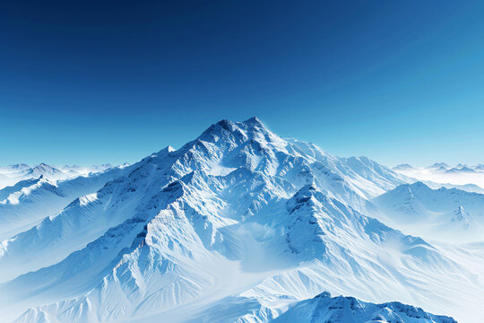 Winter Wonderland - Snowy Peaks Under Blue Sky Stock Image