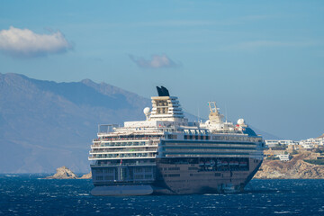 Cruise ship on the Aegean Sea in Greece - obrazy, fototapety, plakaty