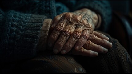 Fototapeta premium A heartwarming photo capturing a young female doctor gently holding the hand of an elderly person, conveying a deep sense of care, support, and compassion in a medical setting.