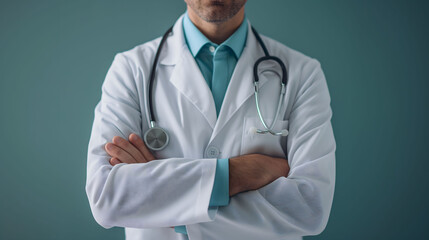 Confident Male Healthcare Professional with Stethoscope - Medical Expertise and Trust Concept
