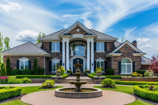 Elegant Mansion with Fountain Garden