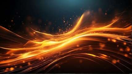 Obraz premium Orange technology abstract motion background with burst rays speed light effect from Generative AI